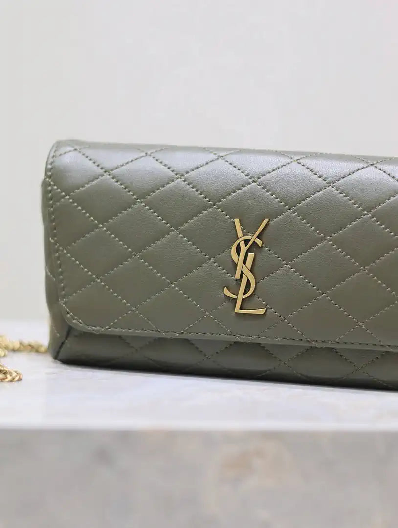 YSL 742579 GABY Chain bag in lambskin Light Green