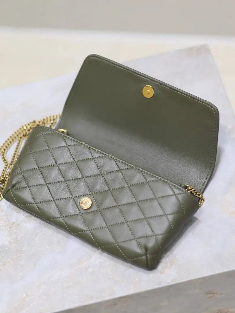 YSL 742579 GABY Chain bag in lambskin Light Green