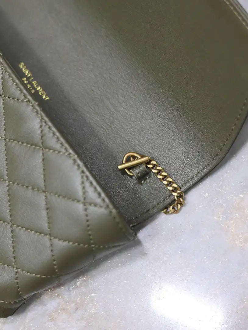 YSL 742579 GABY Chain bag in lambskin Light Green