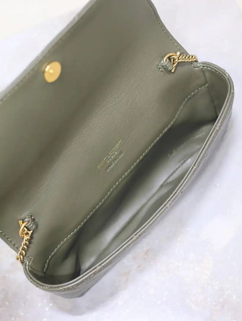 YSL 742579 GABY Chain bag in lambskin Light Green