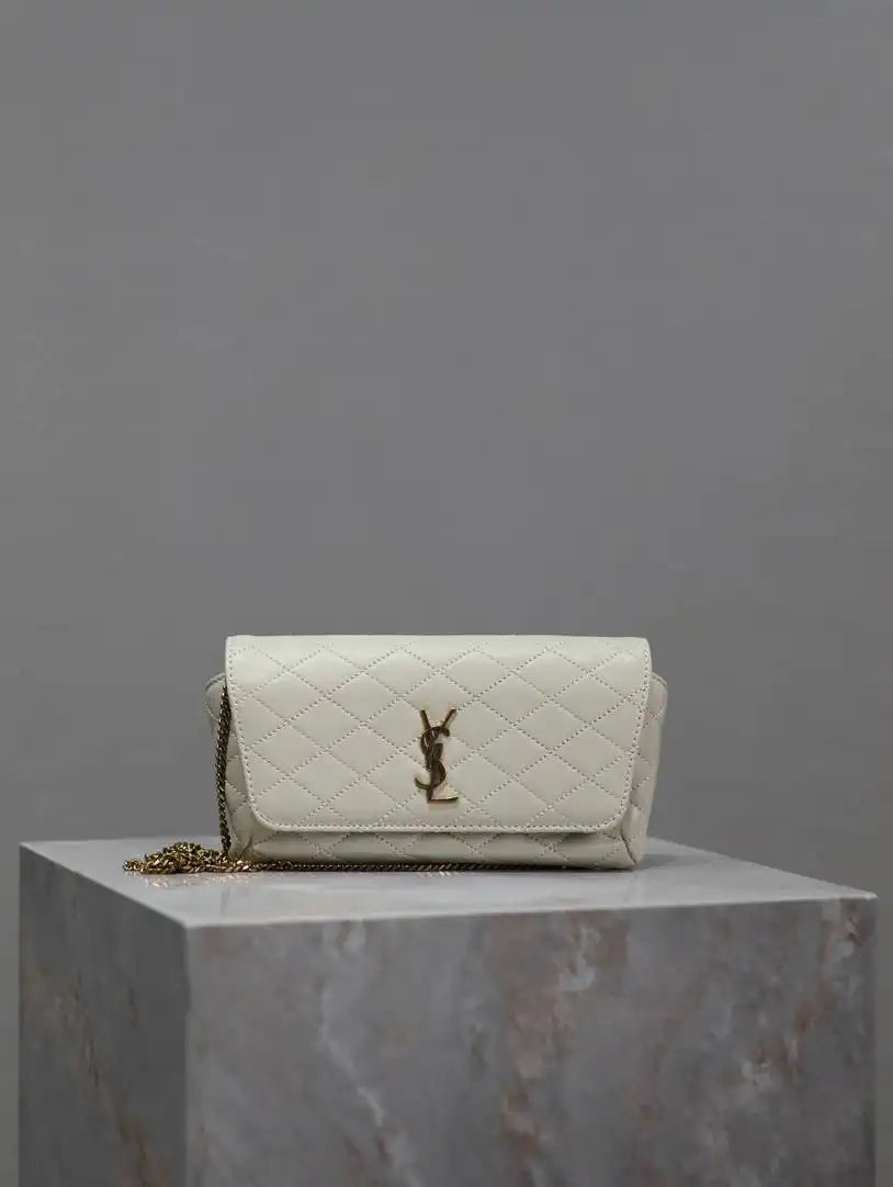 YSL 742579 GABY Chain bag in lambskin White