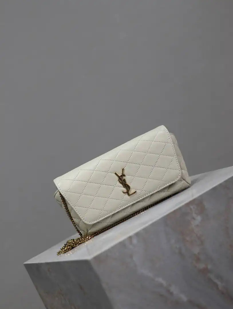 YSL 742579 GABY Chain bag in lambskin White