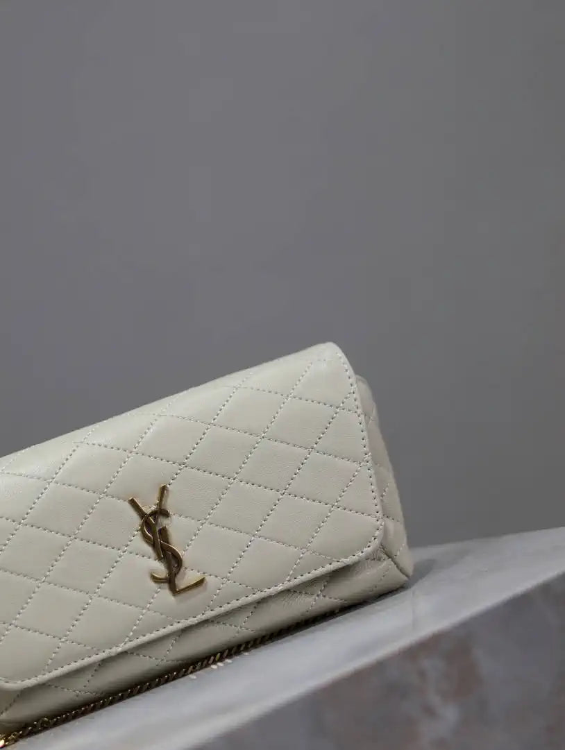 YSL 742579 GABY Chain bag in lambskin White