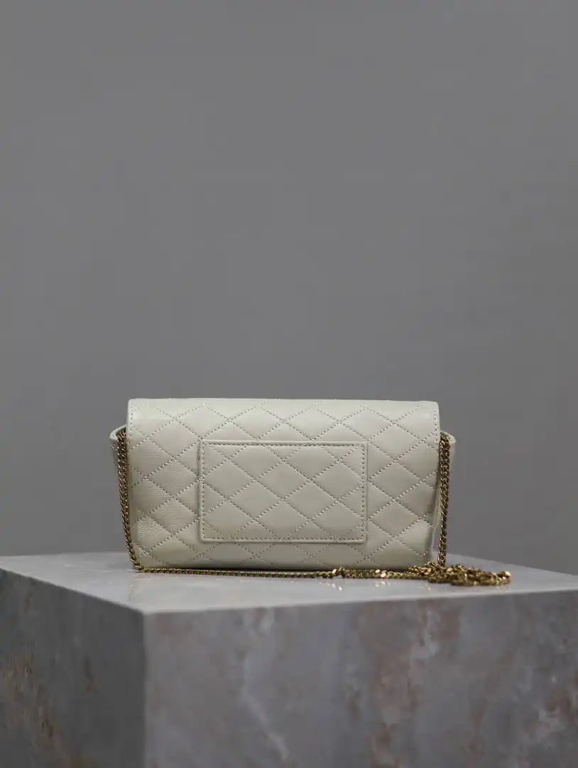 YSL 742579 GABY Chain bag in lambskin White