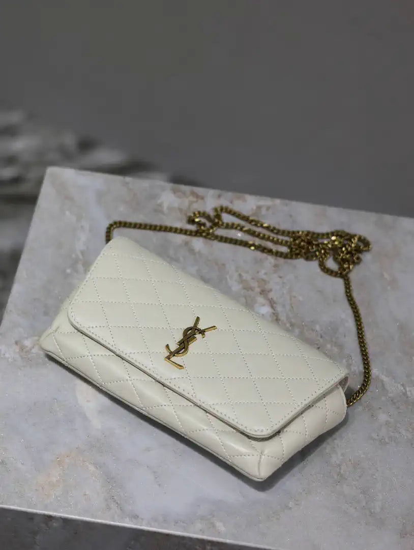 YSL 742579 GABY Chain bag in lambskin White