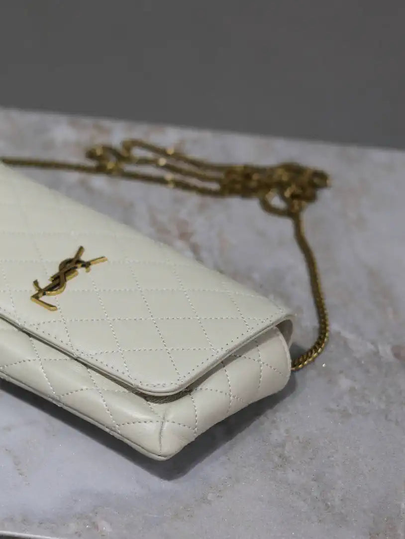 YSL 742579 GABY Chain bag in lambskin White