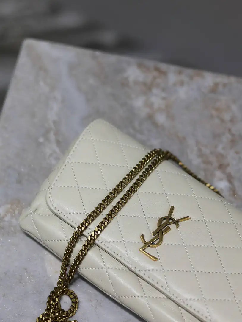 YSL 742579 GABY Chain bag in lambskin White