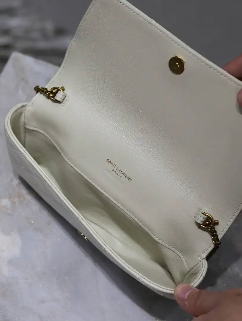 YSL 742579 GABY Chain bag in lambskin White