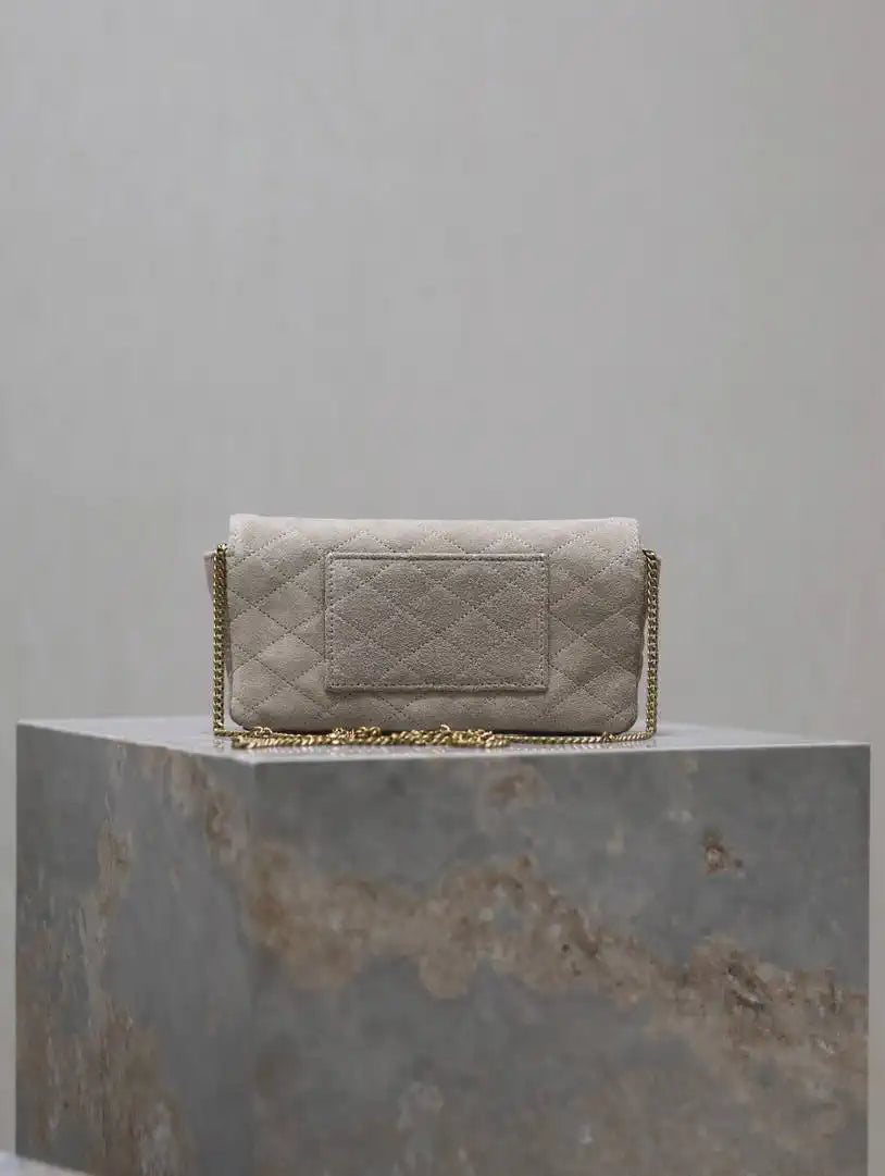 YSL 742579 GABY Chain bag in lambskin Beige Suede Leather