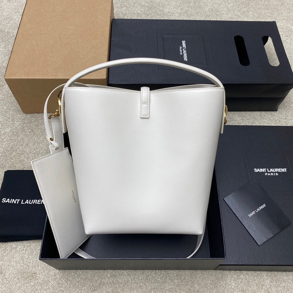YSL 742828 Le 37 In Vegetable-Tanned Leather White