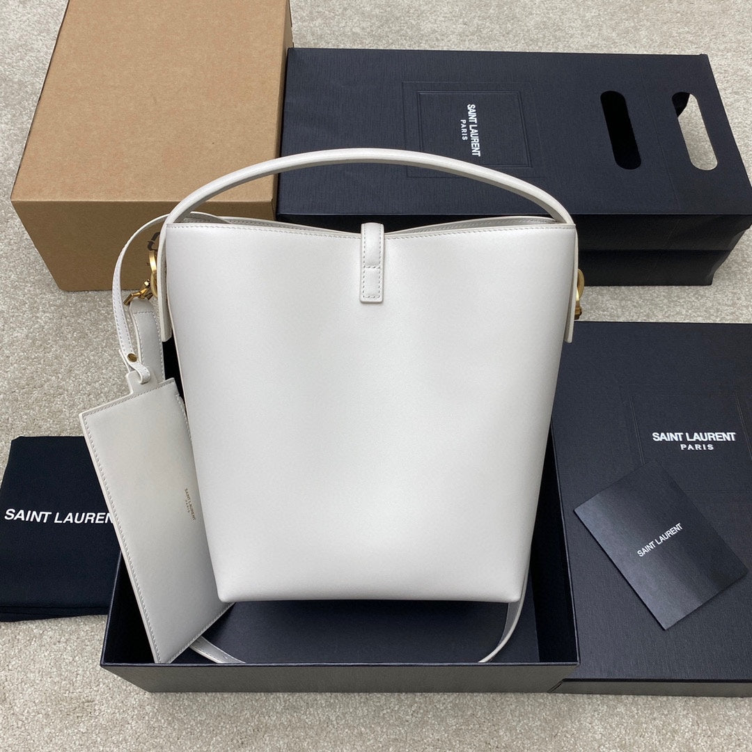 YSL 742828 Le 37 In Vegetable-Tanned Leather White - Default Title - View 2