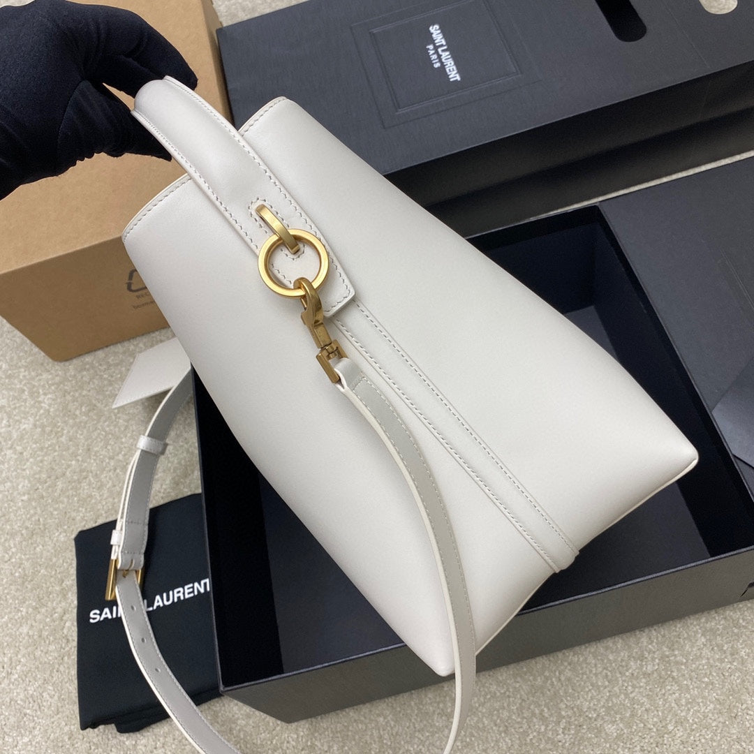 YSL 742828 Le 37 In Vegetable-Tanned Leather White