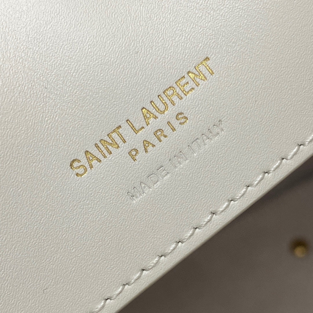 YSL 742828 Le 37 In Vegetable-Tanned Leather White