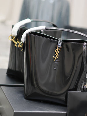 YSL 742828 Le 37 In Vegetable-Tanned Patent Leather Black - Default Title - View 6