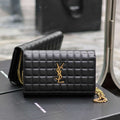 YSL 743346 Cassandre Matelass¨¦ Carr¨¦ Chain Wallet In Quilted Leather Black - Default Title - View 1