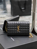YSL 743346 Cassandre Matelass¨¦ Carr¨¦ Chain Wallet In Quilted Leather Black