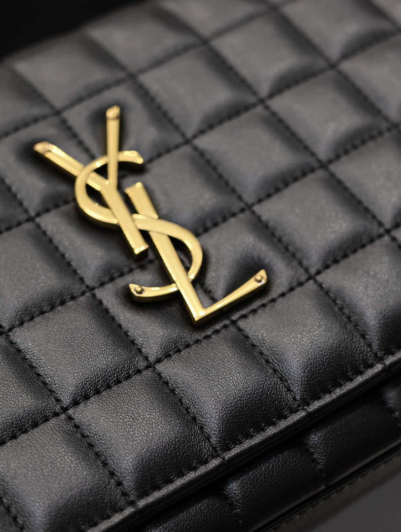 YSL 743346 Cassandre Matelass¨¦ Carr¨¦ Chain Wallet In Quilted Leather Black