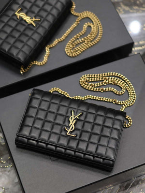 YSL 743346 Cassandre Matelass¨¦ Carr¨¦ Chain Wallet In Quilted Leather Black - Default Title - View 5
