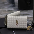 YSL 743346 Cassandre Matelass¨¦ Carr¨¦ Chain Wallet In Quilted Leather White - Default Title - View 1