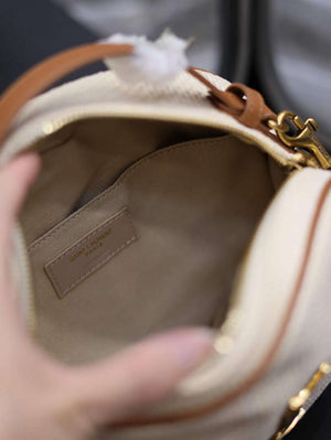 YSL 744579 Camera Bag In Raffia And Vegetable-Tanned Leather - Default Title - View 6
