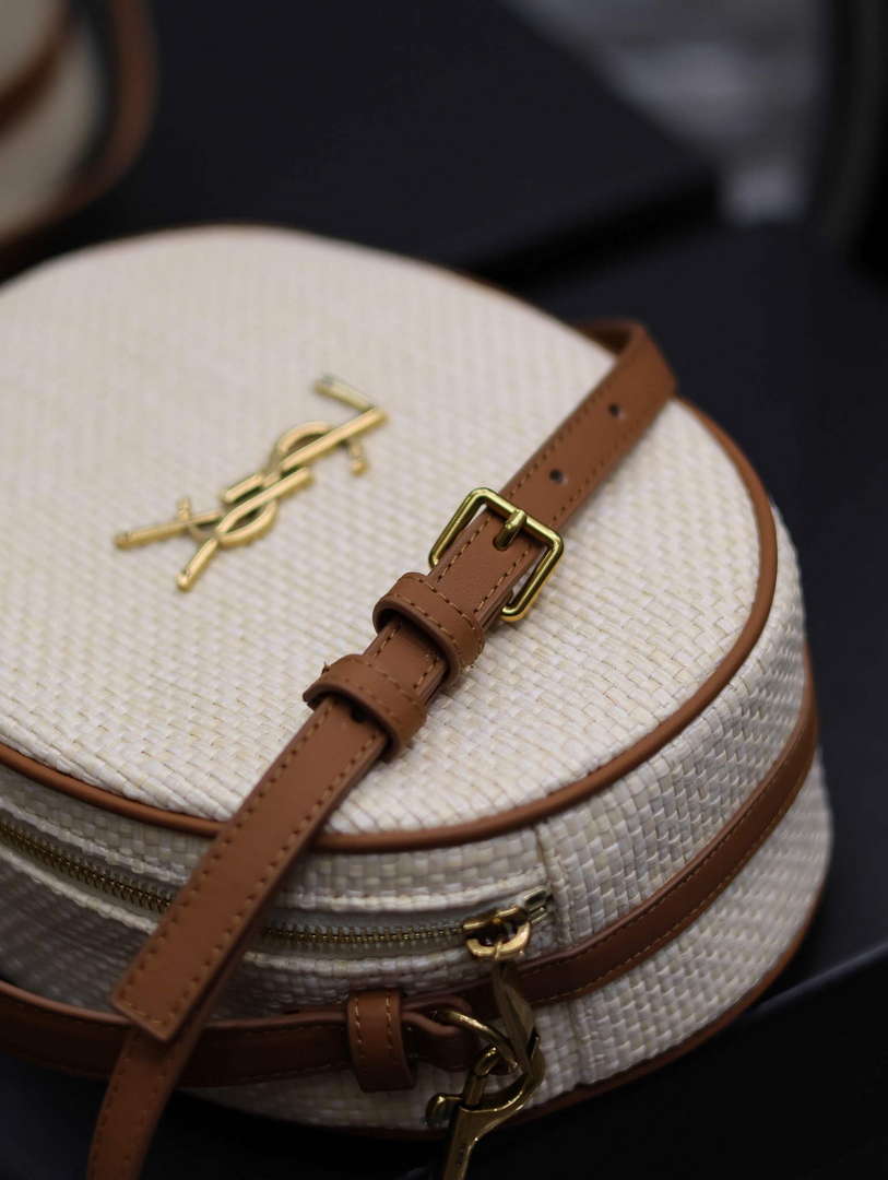 YSL 744579 Camera Bag In Raffia And Vegetable-Tanned Leather - Default Title - View 8