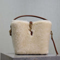 YSL 749036 LE 37 small in in Lambswool leather Beige - Default Title - View 1