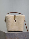 YSL 749036 LE 37 small in in Lambswool leather Beige