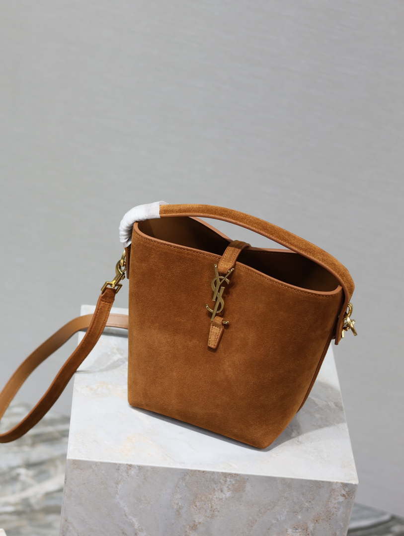 YSL 749036 LE 37 small in suede leather Brown