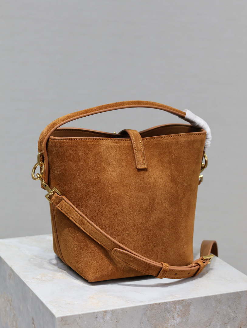 YSL 749036 LE 37 small in suede leather Brown