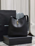YSL 753837 Le 5 ¨¤ 7 Supple Large In Smooth Leather Black