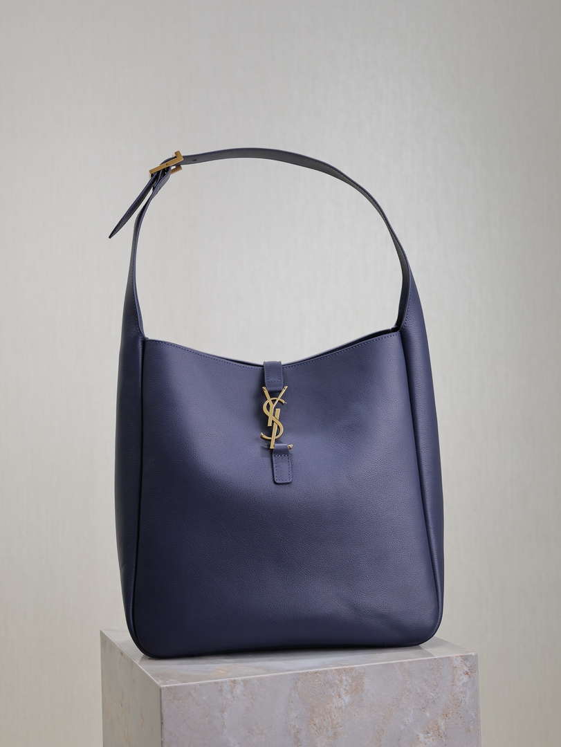 YSL 753837 Le 5 ¨¤ 7 Supple Large In Smooth Leather Blue