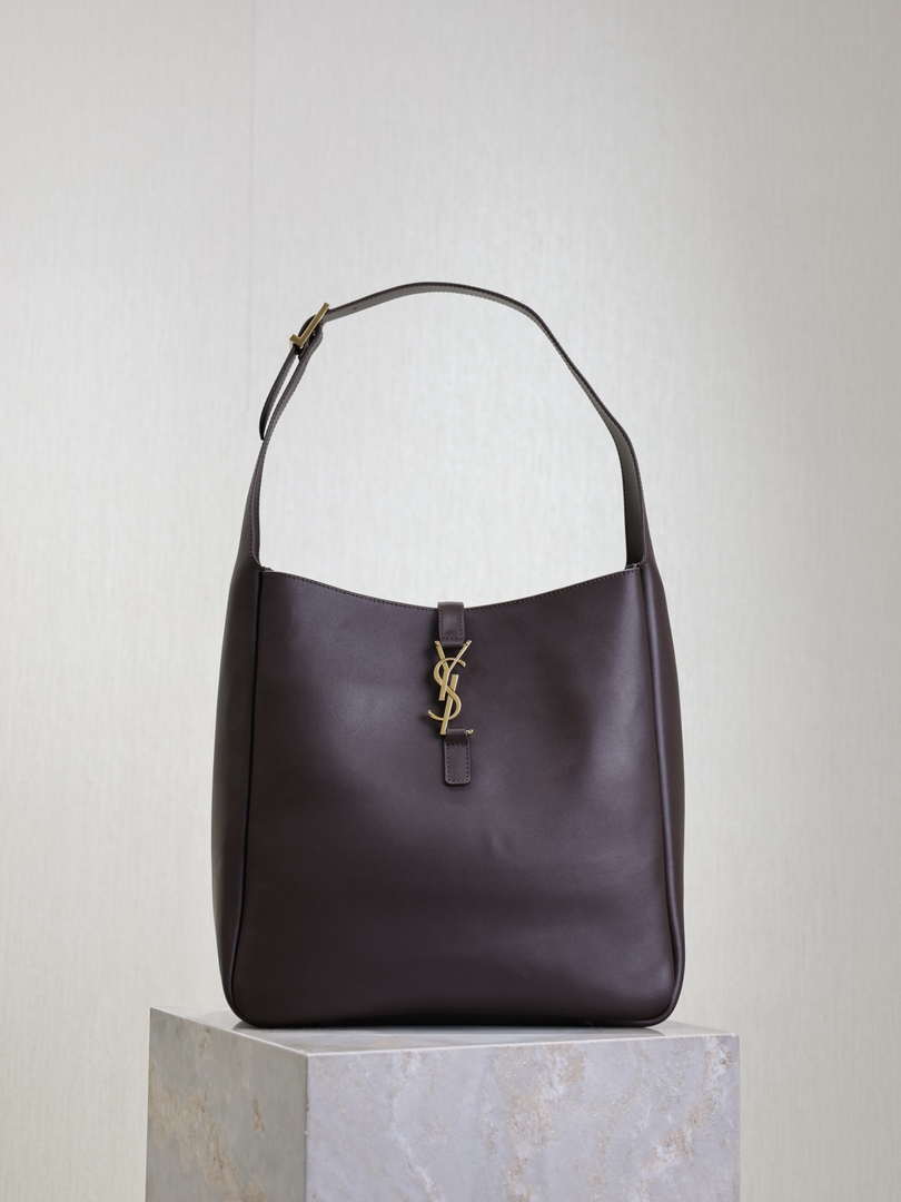 YSL 753837 Le 5 ¨¤ 7 Supple Large In Smooth Leather Dark Brown