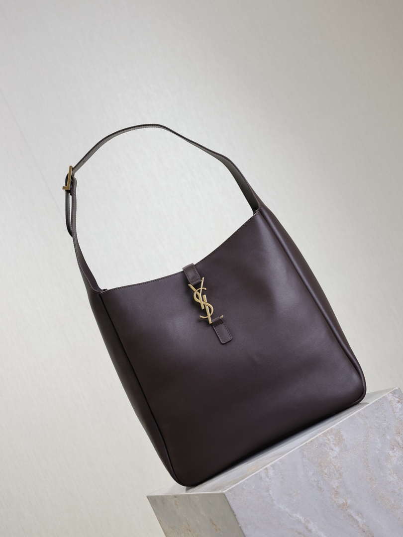 YSL 753837 Le 5 ¨¤ 7 Supple Large In Smooth Leather Dark Brown