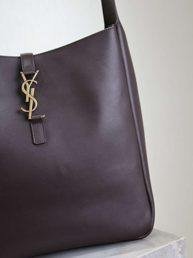 YSL 753837 Le 5 ¨¤ 7 Supple Large In Smooth Leather Dark Brown