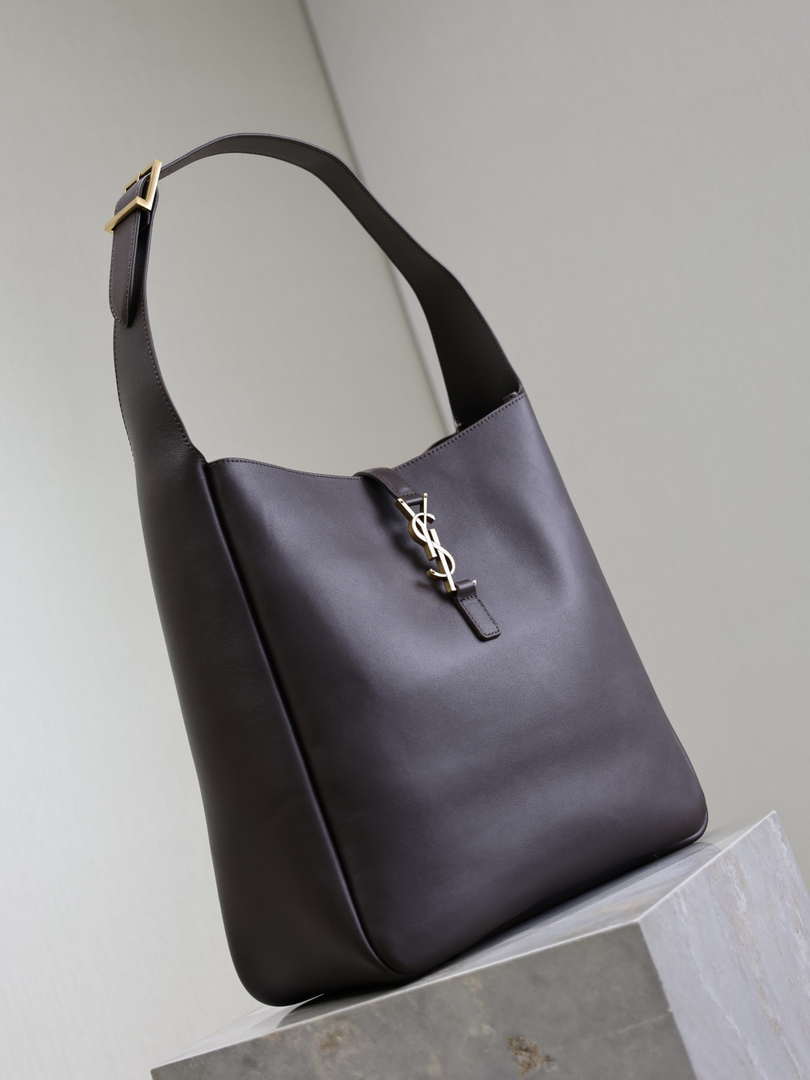 YSL 753837 Le 5 ¨¤ 7 Supple Large In Smooth Leather Dark Brown