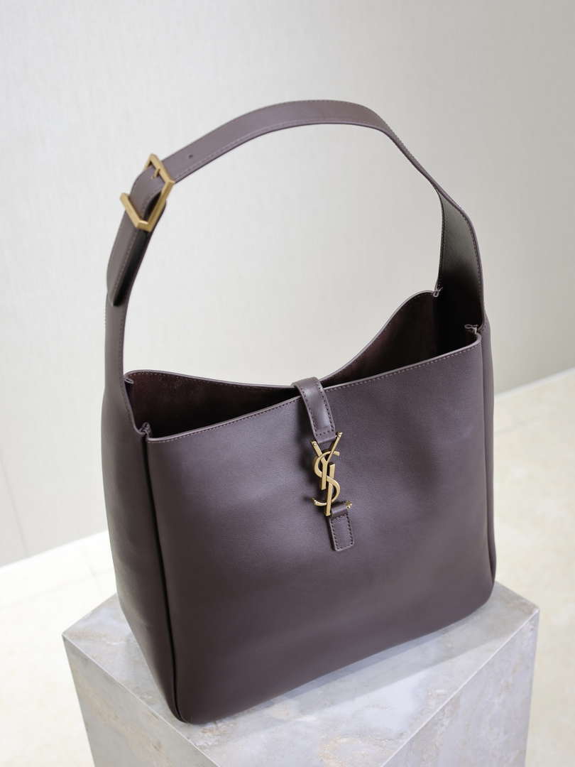 YSL 753837 Le 5 ¨¤ 7 Supple Large In Smooth Leather Dark Brown