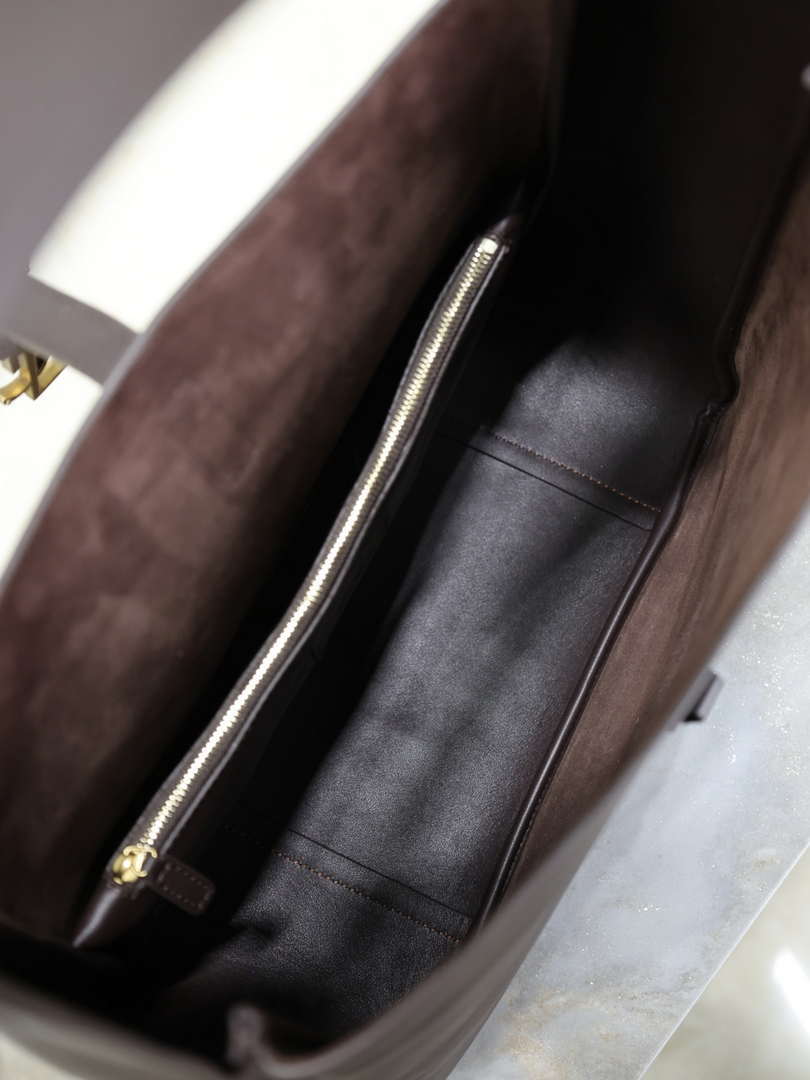 YSL 753837 Le 5 ¨¤ 7 Supple Large In Smooth Leather Dark Brown