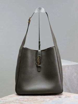 YSL 753837 Le 5 ¨¤ 7 Supple Large In Smooth Leather Drak Green - Default Title - View 1