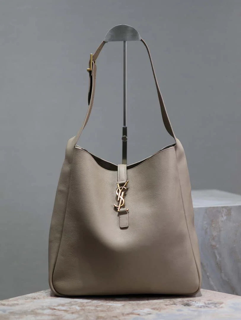 YSL 753837 Le 5 ¨¤ 7 Supple Large In Smooth Leather Gray