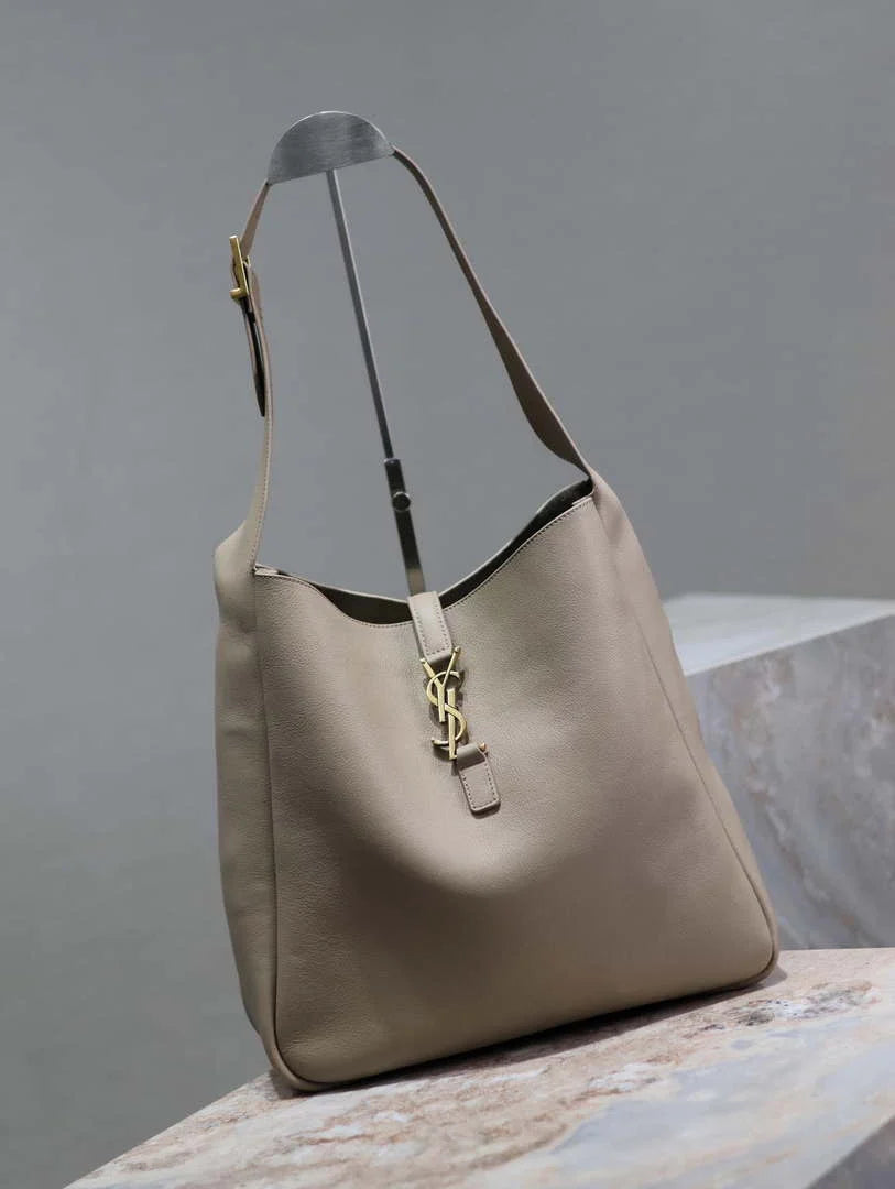 YSL 753837 Le 5 ¨¤ 7 Supple Large In Smooth Leather Gray