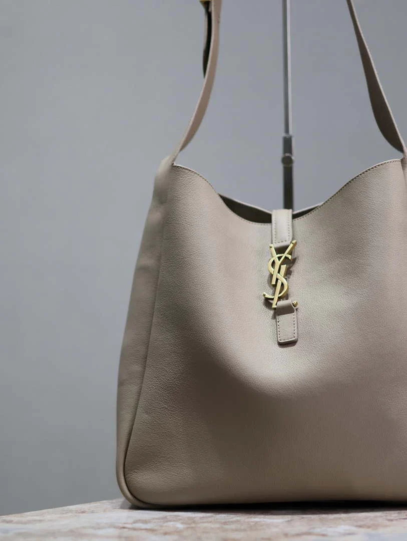 YSL 753837 Le 5 ¨¤ 7 Supple Large In Smooth Leather Gray
