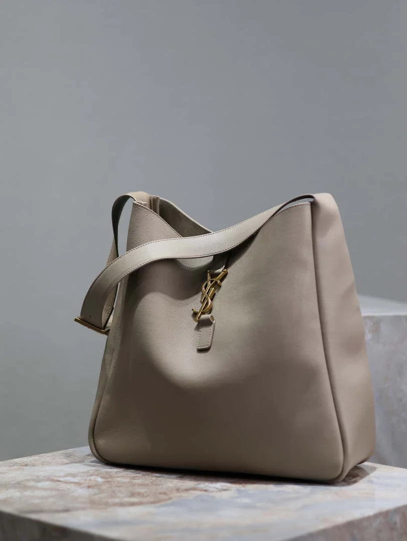 YSL 753837 Le 5 ¨¤ 7 Supple Large In Smooth Leather Gray