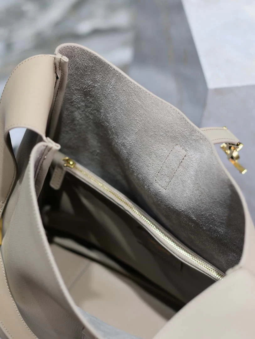 YSL 753837 Le 5 ¨¤ 7 Supple Large In Smooth Leather Gray