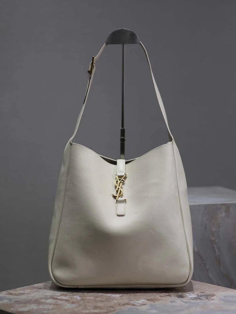 YSL 753837 Le 5 ¨¤ 7 Supple Large In Smooth Leather White