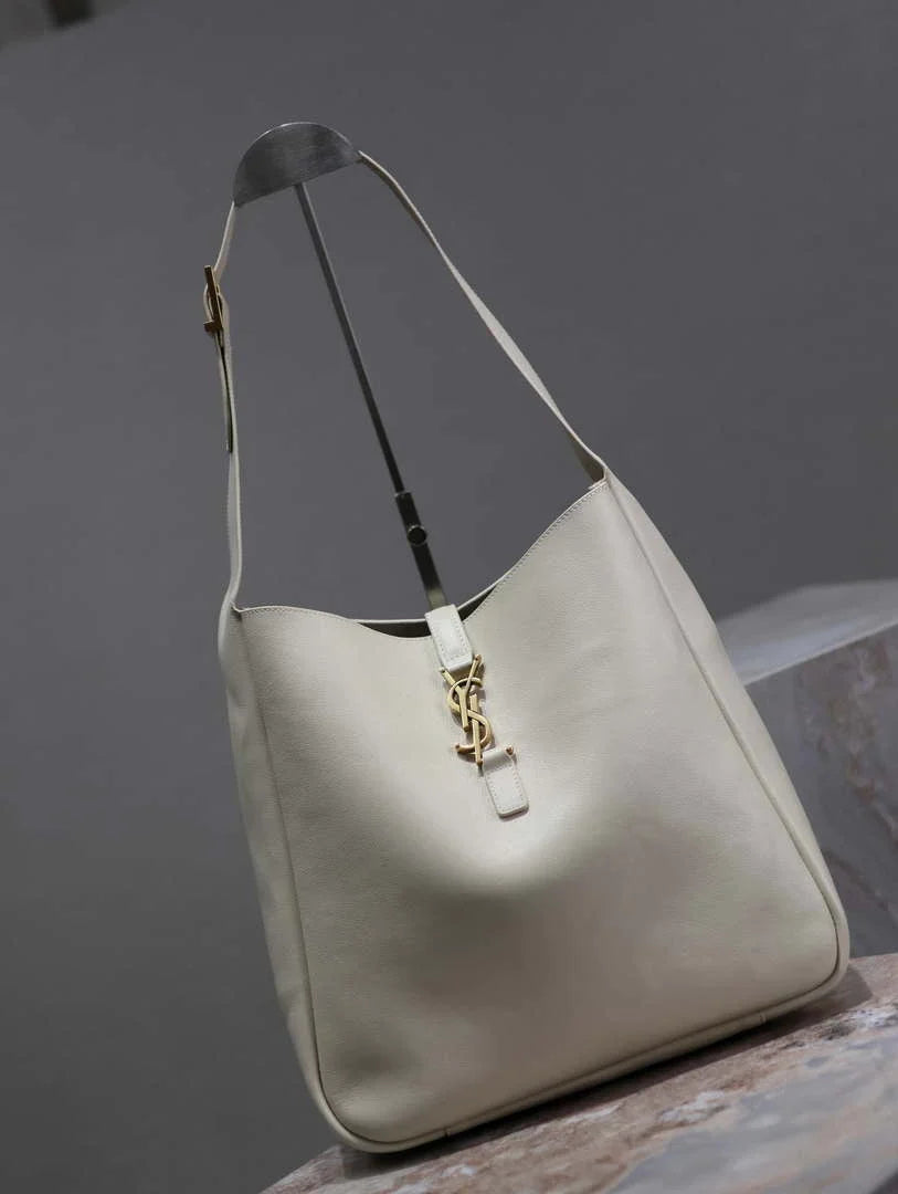 YSL 753837 Le 5 ¨¤ 7 Supple Large In Smooth Leather White