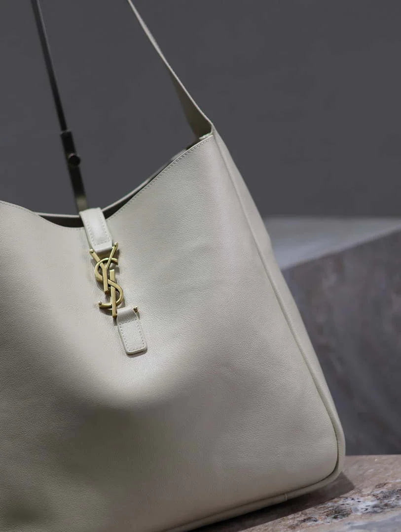 YSL 753837 Le 5 ¨¤ 7 Supple Large In Smooth Leather White