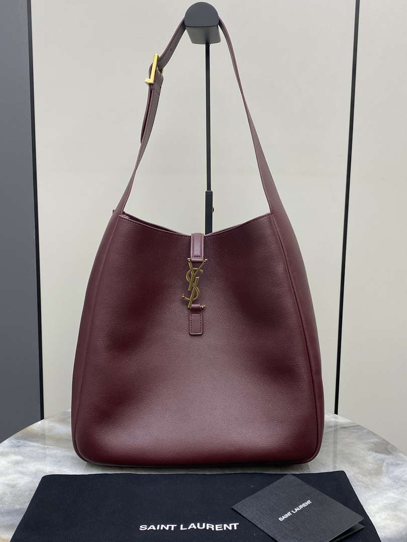 YSL 753837 Le 5 ¨¤ 7 Supple Large In Smooth Leather Wine Red