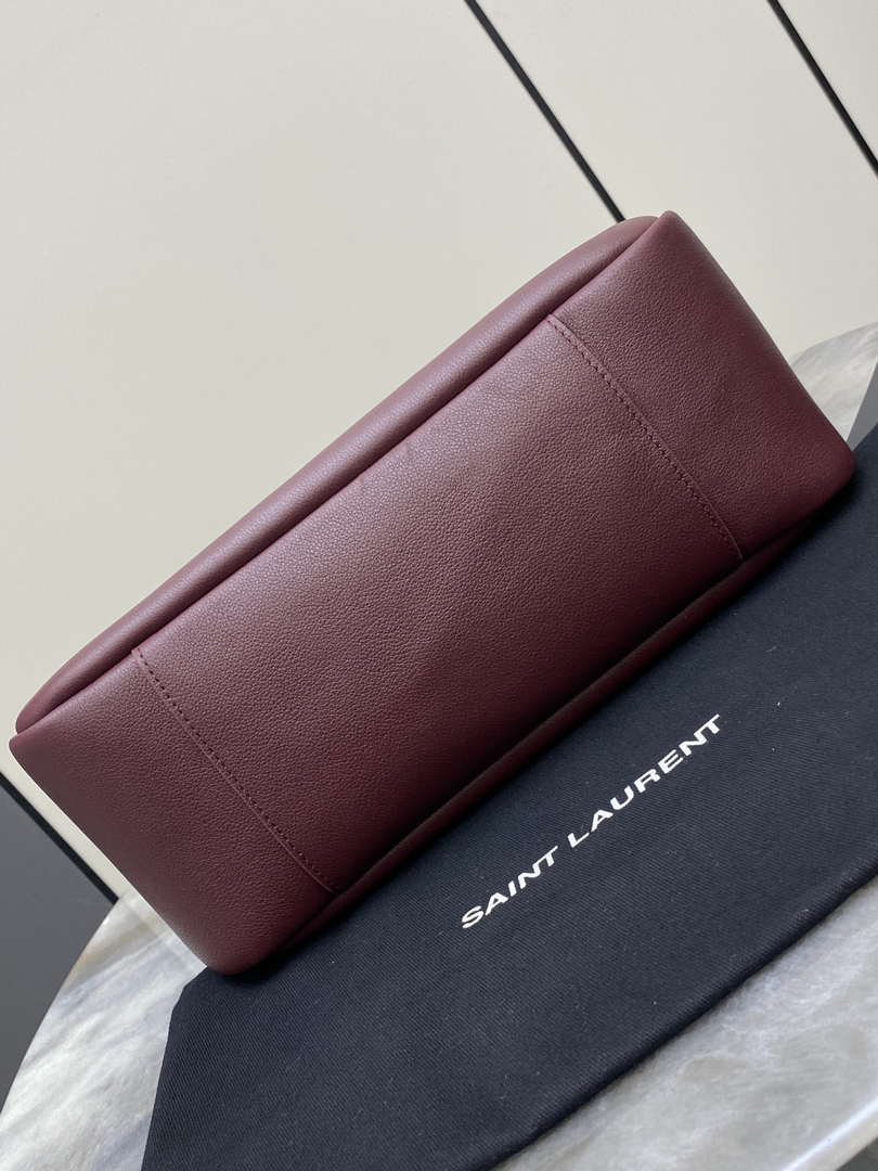 YSL 753837 Le 5 ¨¤ 7 Supple Large In Smooth Leather Wine Red