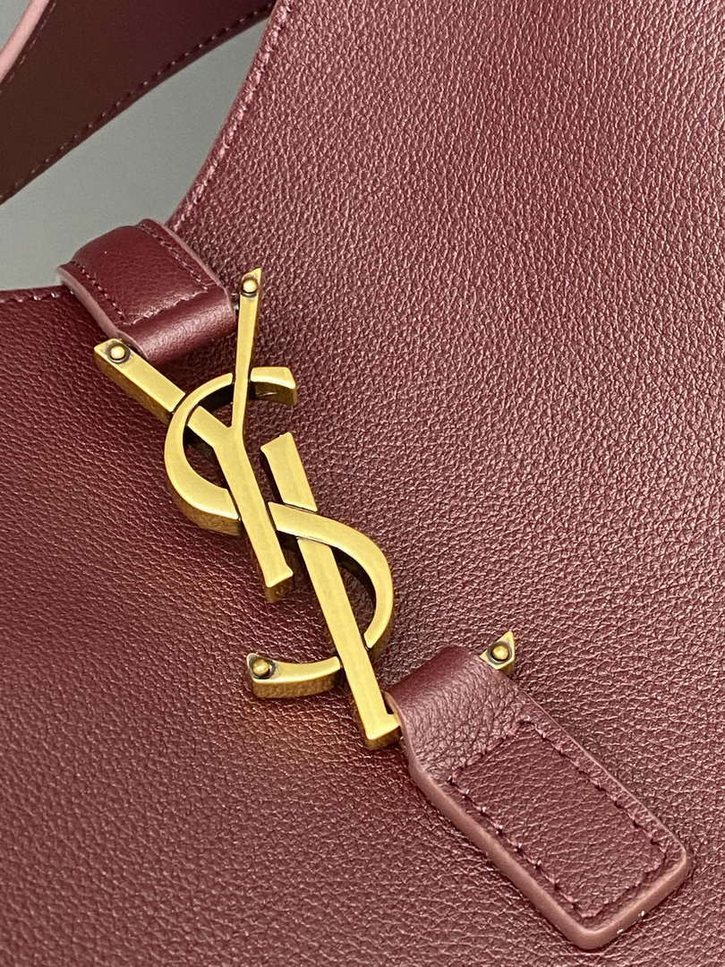 YSL 753837 Le 5 ¨¤ 7 Supple Large In Smooth Leather Wine Red