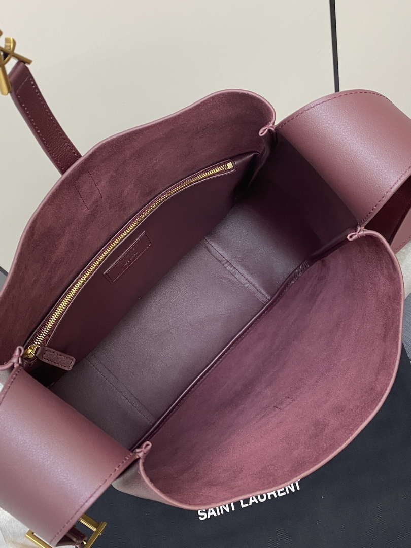 YSL 753837 Le 5 ¨¤ 7 Supple Large In Smooth Leather Wine Red